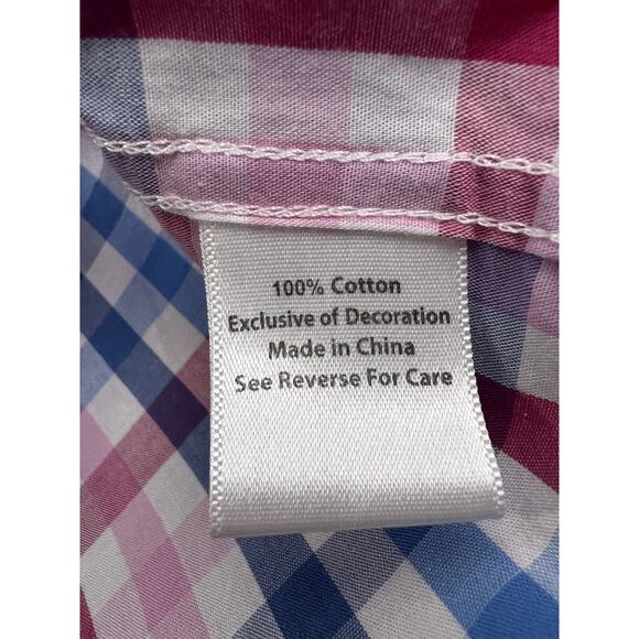 Tackle & Tides Preppy Button Shirt Mens Large White Pink Blue Plaid Long Sleeve - Picture 3 of 9